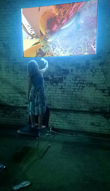 Sasha Directing a Fractalry projection at the Gowanus Ballroom
